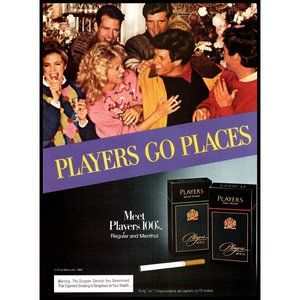 1983 Players 100s Cigarettes Vintage Print Ad Friends 80s Sweater Wall Art Photo